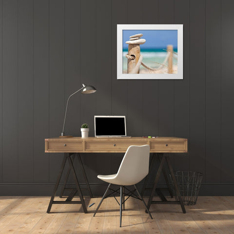 Plage 10 White Modern Wood Framed Art Print by Braun Studio