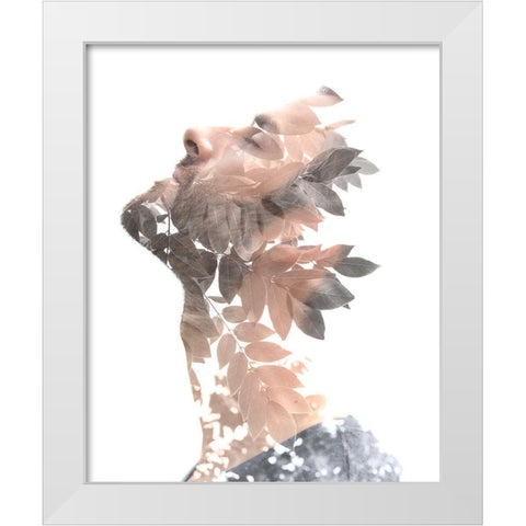 Homme et feuilles White Modern Wood Framed Art Print by Braun Studio