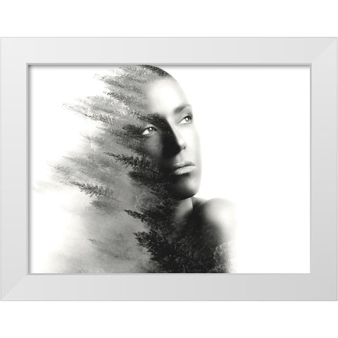 Femme et forÃªt White Modern Wood Framed Art Print by Braun Studio