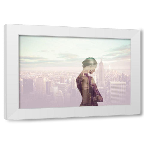 Femme pensive Ã  New York White Modern Wood Framed Art Print by Braun Studio