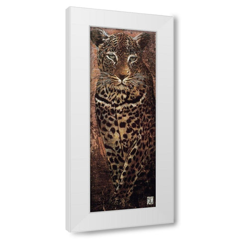 Carnets dAfrique, panthere White Modern Wood Framed Art Print by Arietti, Fabienne