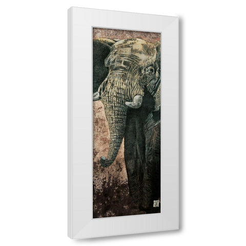 Carnets dAfrique, lelephant White Modern Wood Framed Art Print by Arietti, Fabienne
