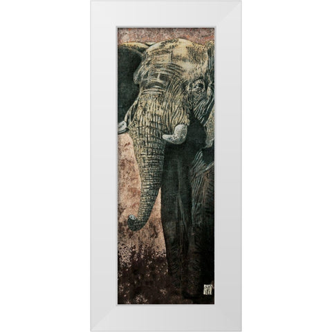 Carnets dAfrique, lelephant White Modern Wood Framed Art Print by Arietti, Fabienne