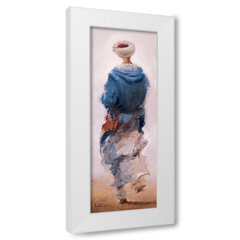 Bedouin bleu White Modern Wood Framed Art Print by Letestu, Yann