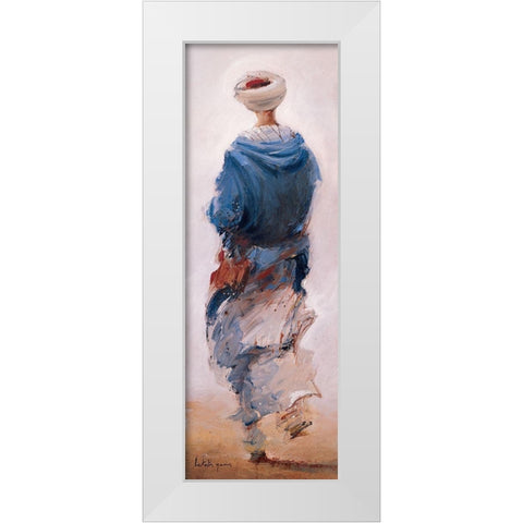 Bedouin bleu White Modern Wood Framed Art Print by Letestu, Yann