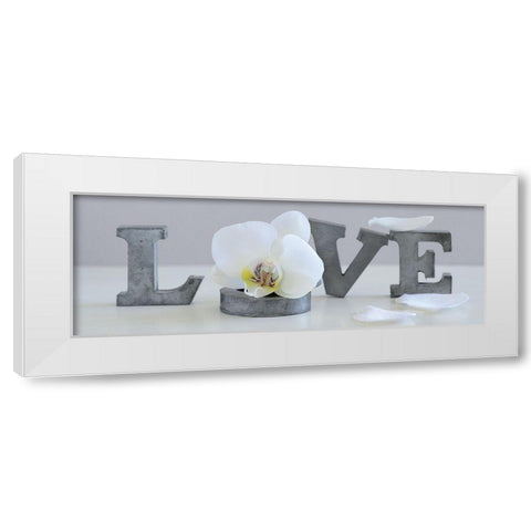 Love Grey White Modern Wood Framed Art Print by Chatelain, Sonia