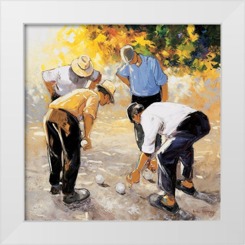 Les boulistes White Modern Wood Framed Art Print by Deymonaz, Andre