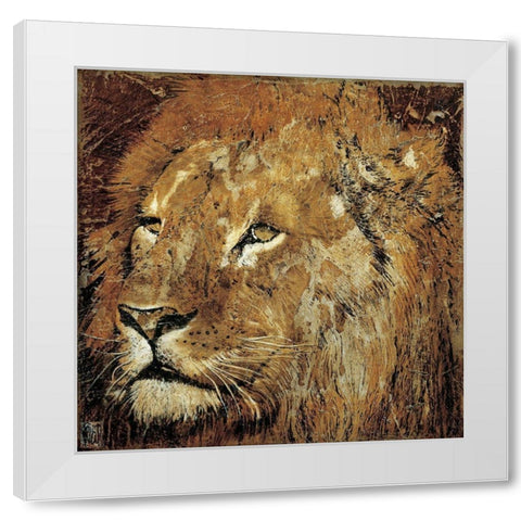 Portrait de lion White Modern Wood Framed Art Print by Arietti, Fabienne