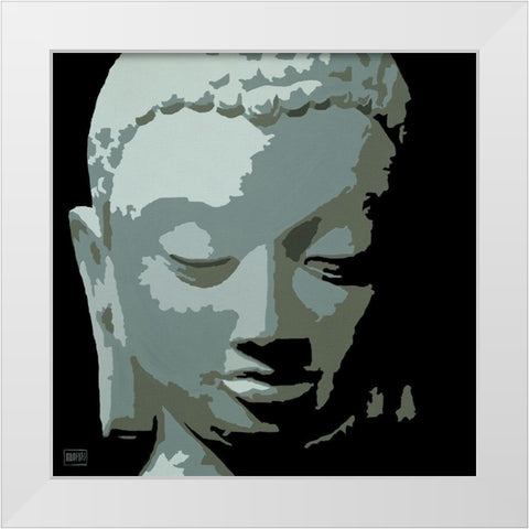 Bouddha I White Modern Wood Framed Art Print by Aubert, Sylvie