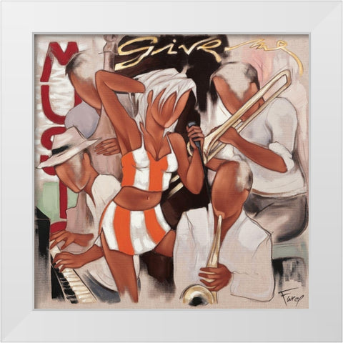 Give me Music White Modern Wood Framed Art Print by Farel, Pierre