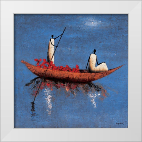 Eau calme White Modern Wood Framed Art Print by Rauscher, Michel