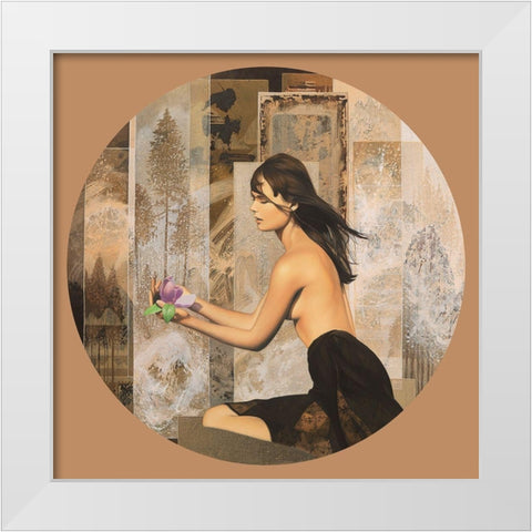 Magnolia White Modern Wood Framed Art Print by Graux, David