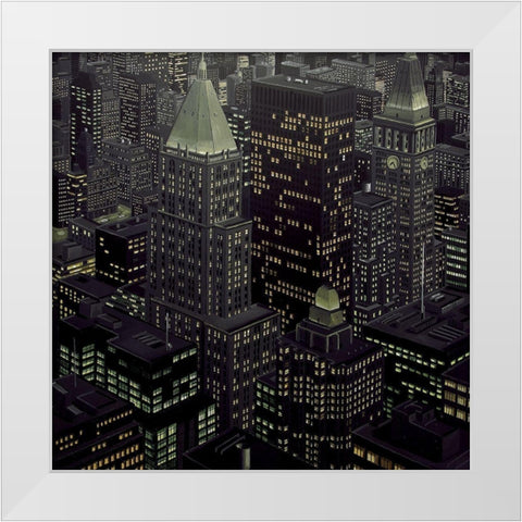 Night Life White Modern Wood Framed Art Print by Peyret, Eric