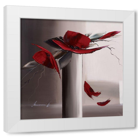 En rouge et gris II White Modern Wood Framed Art Print by Tramoni, Oliver