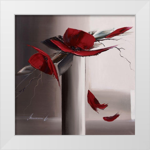 En rouge et gris II White Modern Wood Framed Art Print by Tramoni, Oliver