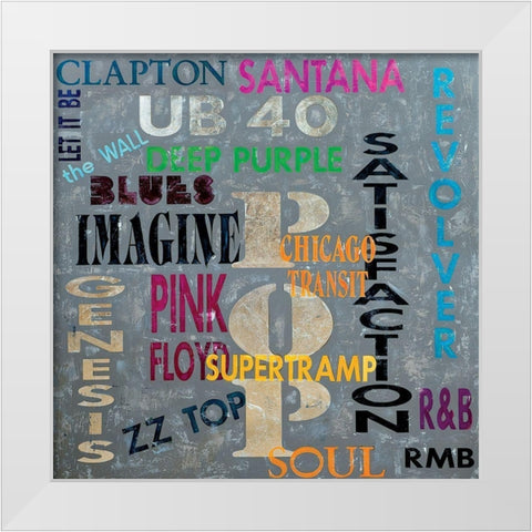 Pop Music White Modern Wood Framed Art Print by RMB