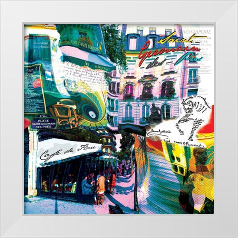 St Germain rive gauche White Modern Wood Framed Art Print by Kaly