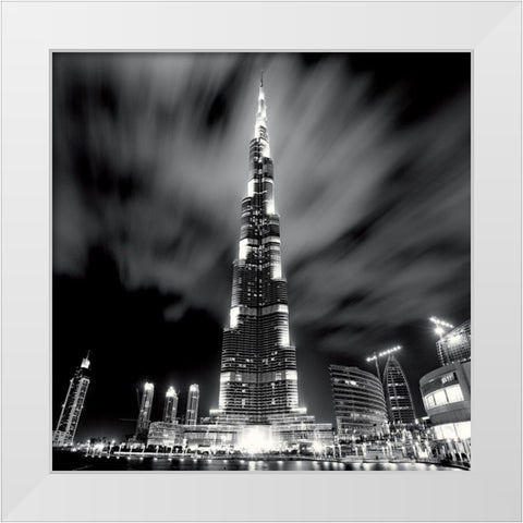 Burj Khalifa, Dubai White Modern Wood Framed Art Print by Stawiarz, Marcin