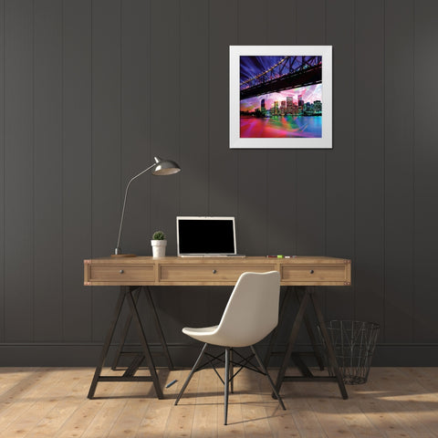 Colorful Bridge White Modern Wood Framed Art Print by Marcus