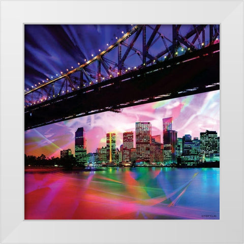 Colorful Bridge White Modern Wood Framed Art Print by Marcus