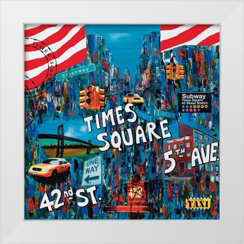 Times Square 5th avenue White Modern Wood Framed Art Print by Wozniak, Sophie