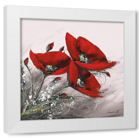 Bouquet de coquelicots I White Modern Wood Framed Art Print by Tramoni, Oliver