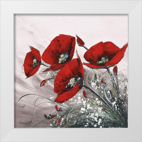 Bouquet de coquelicots II White Modern Wood Framed Art Print by Tramoni, Oliver