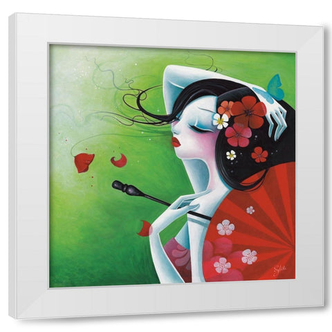 La risee fleurie White Modern Wood Framed Art Print by Sybile