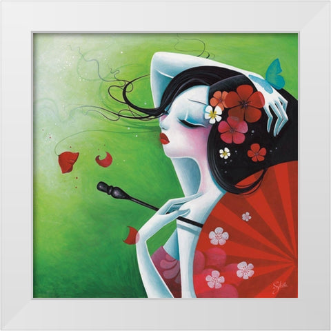 La risee fleurie White Modern Wood Framed Art Print by Sybile