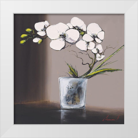 Volutes dorchide es blanches II White Modern Wood Framed Art Print by Tramoni, Oliver