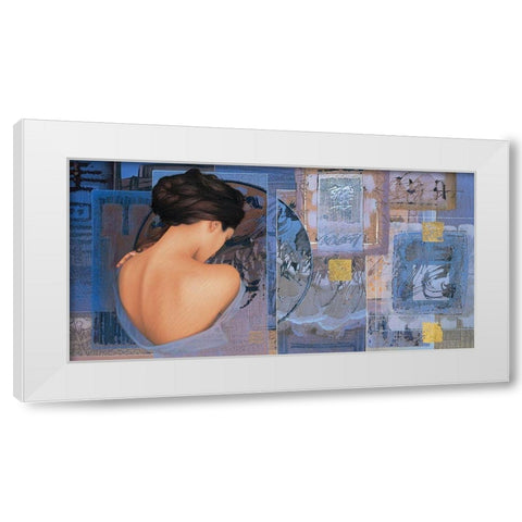 Bleu a lame White Modern Wood Framed Art Print by Graux, David