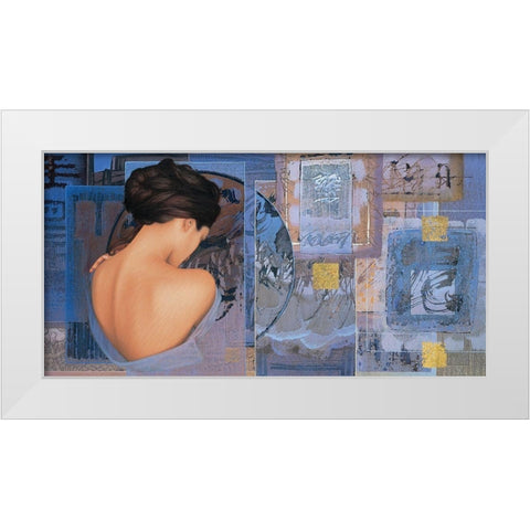 Bleu a lame White Modern Wood Framed Art Print by Graux, David