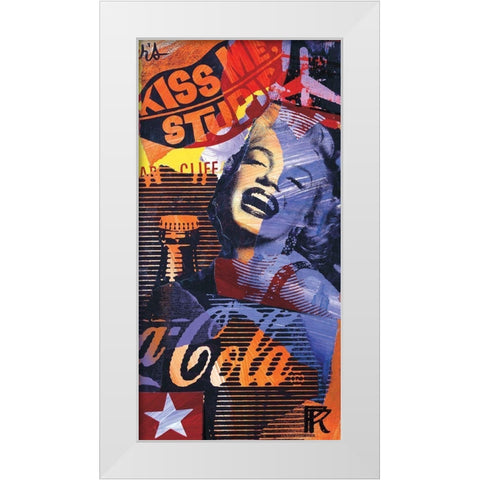 Kiss me stupid White Modern Wood Framed Art Print by Raynal, Paul