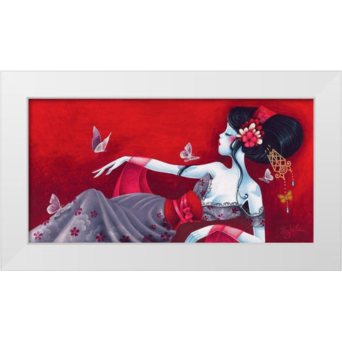 Cameliasheart White Modern Wood Framed Art Print by Sybile