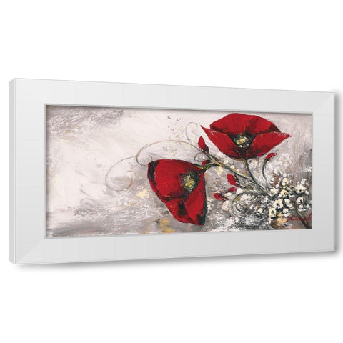 Duo de coquelicots I White Modern Wood Framed Art Print by Tramoni, Oliver