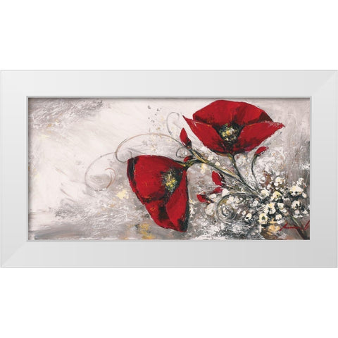 Duo de coquelicots I White Modern Wood Framed Art Print by Tramoni, Oliver