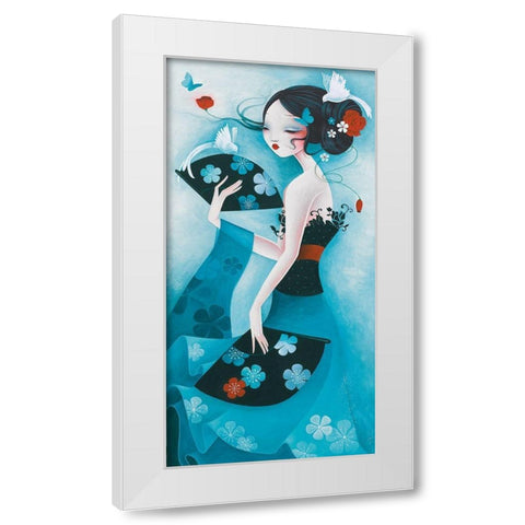 Colombes White Modern Wood Framed Art Print by Sybile