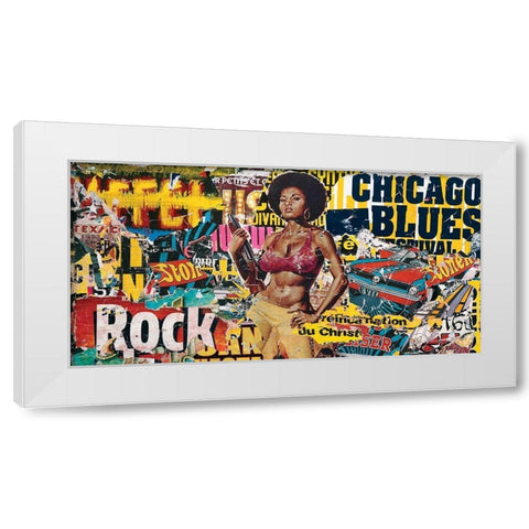 Chicago blues White Modern Wood Framed Art Print by Durrey, Laurent