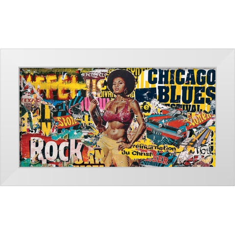 Chicago blues White Modern Wood Framed Art Print by Durrey, Laurent