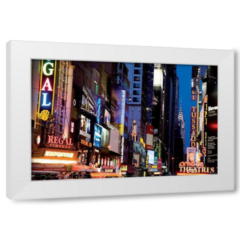 Neons 42nd White Modern Wood Framed Art Print by Setboun, Michel