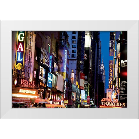 Neons 42nd White Modern Wood Framed Art Print by Setboun, Michel