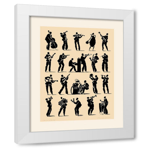 Jazz White Modern Wood Framed Art Print by Geraud, Philippe