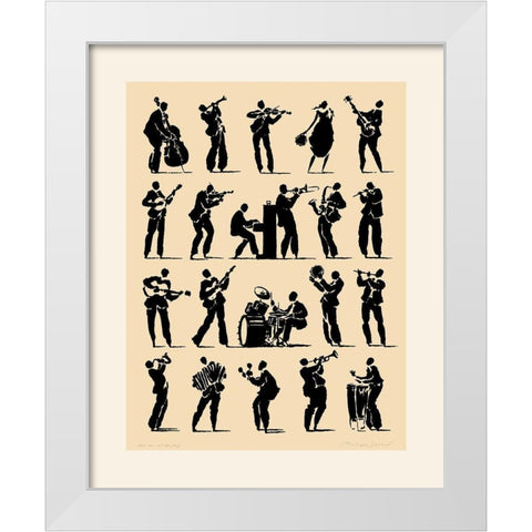 Jazz White Modern Wood Framed Art Print by Geraud, Philippe