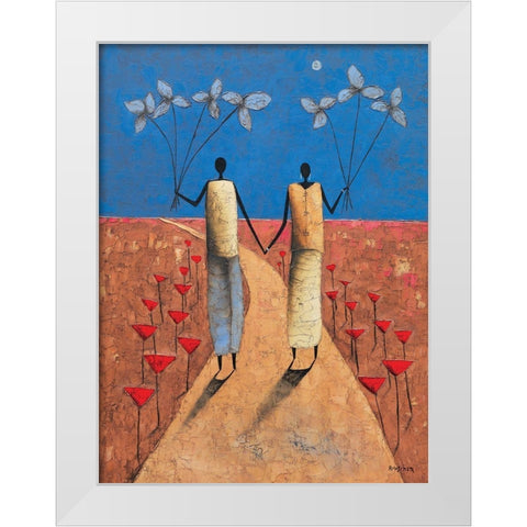 En chemin White Modern Wood Framed Art Print by Rauscher, Michel