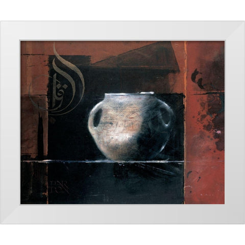 Poterie berbere III White Modern Wood Framed Art Print by Pardon, Jean Bernard
