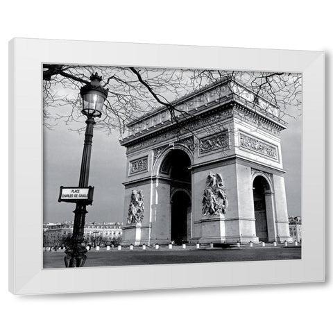 LArc de Triomphe deserte White Modern Wood Framed Art Print by Carrara, Antoine
