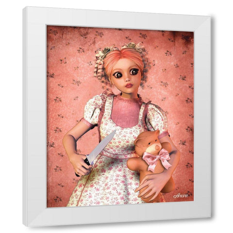 Chaotic Kitty White Modern Wood Framed Art Print by Aura