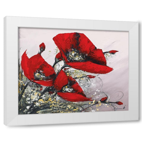 Bouquet de coquelicots III White Modern Wood Framed Art Print by Tramoni, Oliver