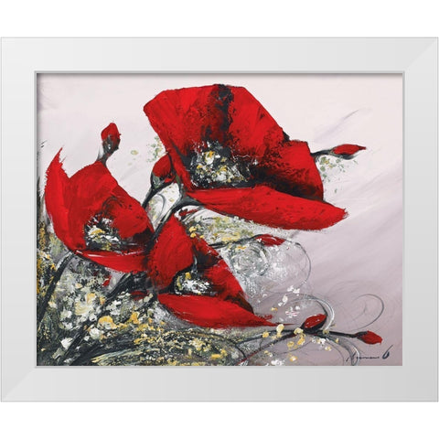 Bouquet de coquelicots III White Modern Wood Framed Art Print by Tramoni, Oliver