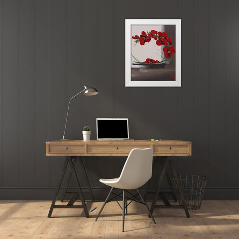 Panache dorchideÂ´es II White Modern Wood Framed Art Print by Tramoni, Oliver